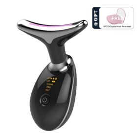 Face Massager Anti-Wrinkle Face Device 3 Modes 45Â°C Neck Lifting Massagers LED High Frequency Beauty Instrumen EMS Face Massage for Women (Color: Black, Quantity: 1)